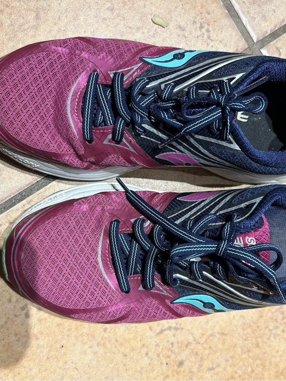 Saucony Women's Pink Athletic Running Shoes with Navy Accents